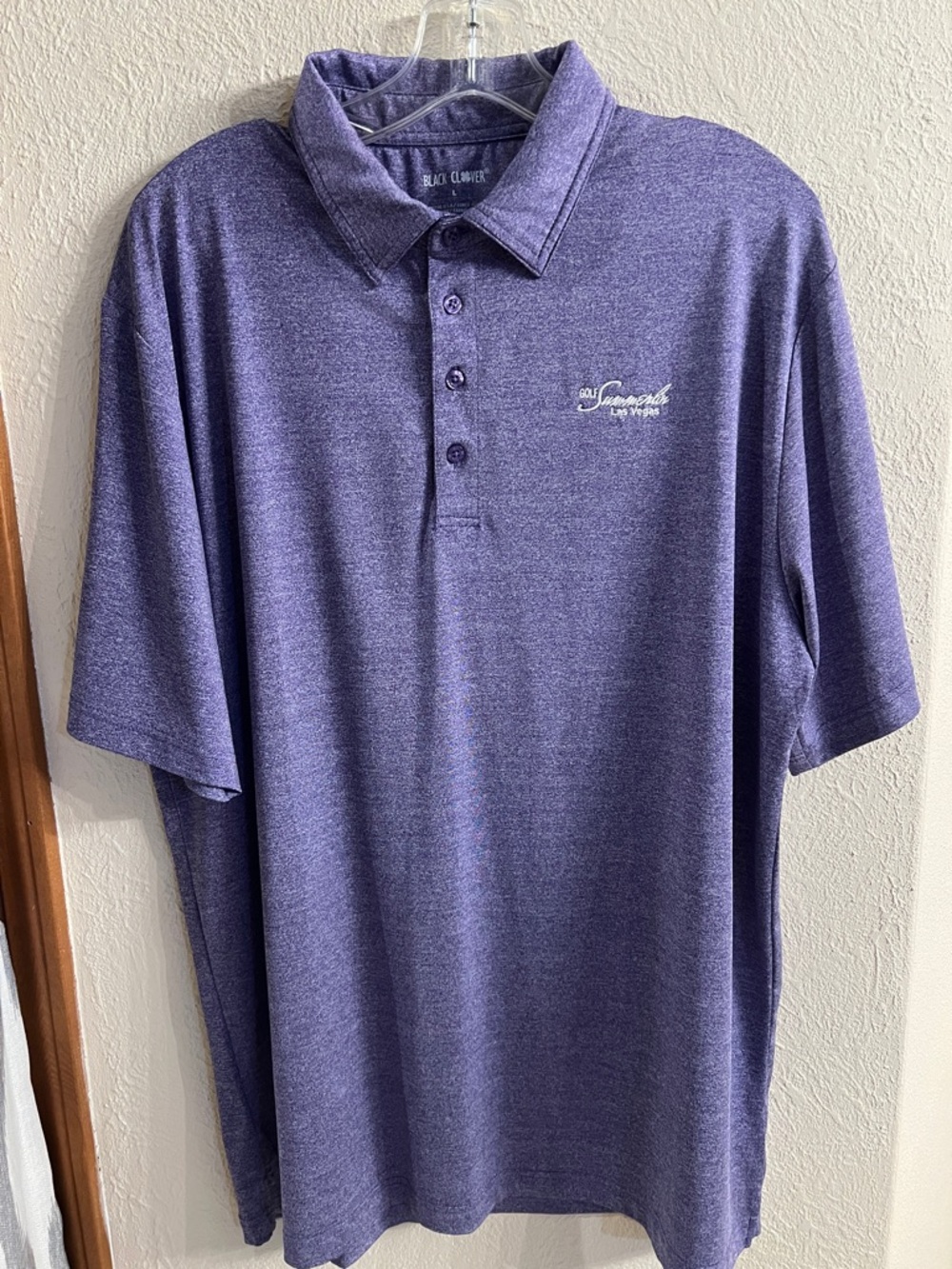 Black Clover Men's Purple Heather Polo Shirt size Large